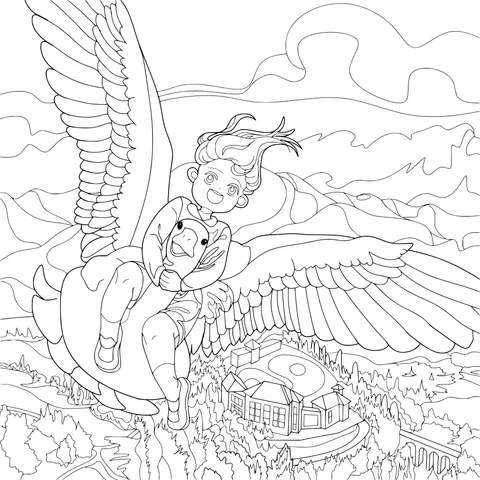 A Child Flying on a Goose