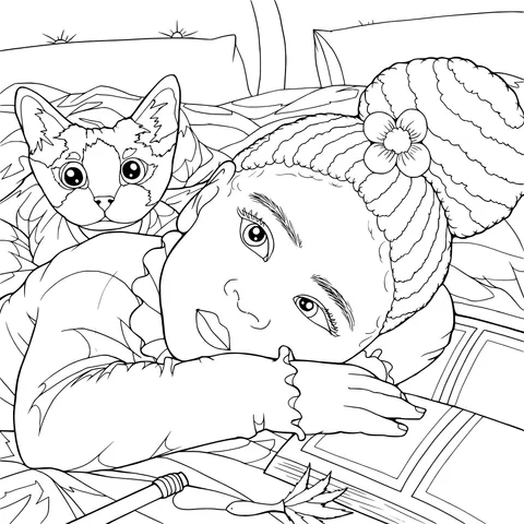 女の子と猫の心地よい時間
