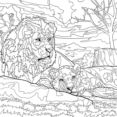 Lion Partners under the Sunset