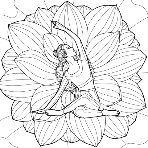 Yoga Pose in a Lotus Flower