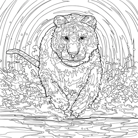 Tiger Walking Through Water