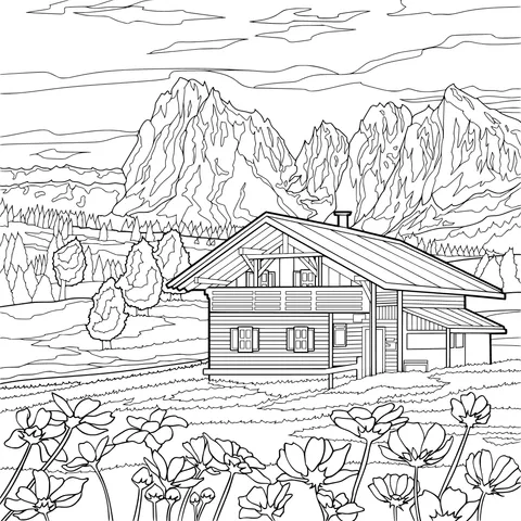 Beautiful Scenery of a Mountain Cabin