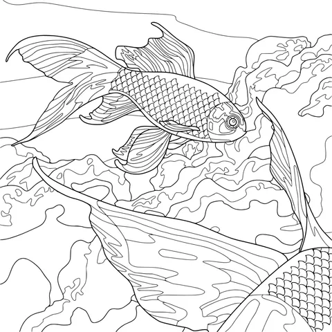Goldfish swimming in the waves