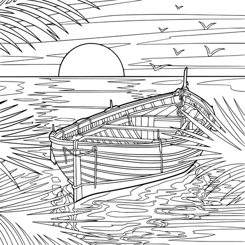 Boat under the Setting Sun