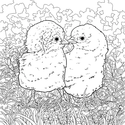 Two Chicks on the Grass