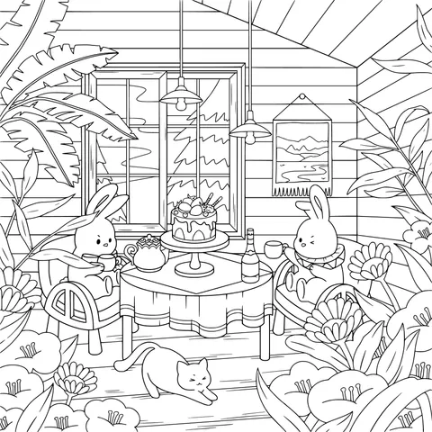 The Cozy Afternoon - tea Time of Rabbits