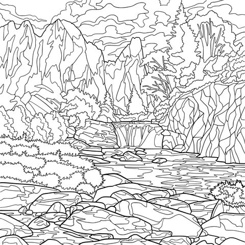 Mountain Waterfall Landscape