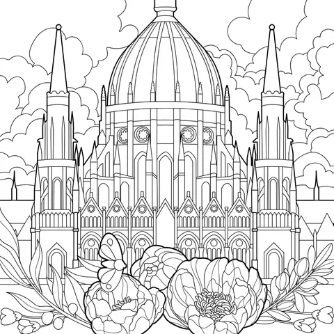 Colorful Church with Flowers