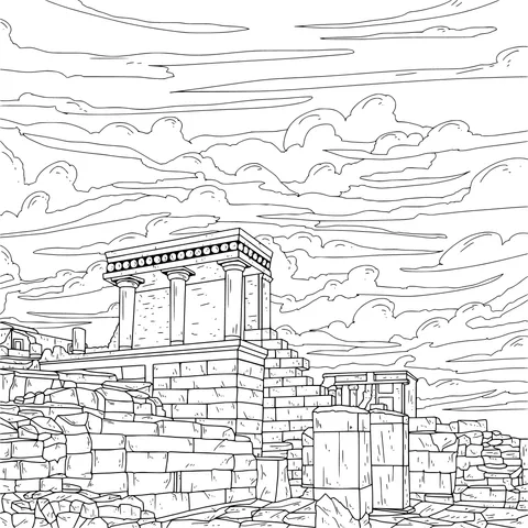 Colorful ancient architectural scenery