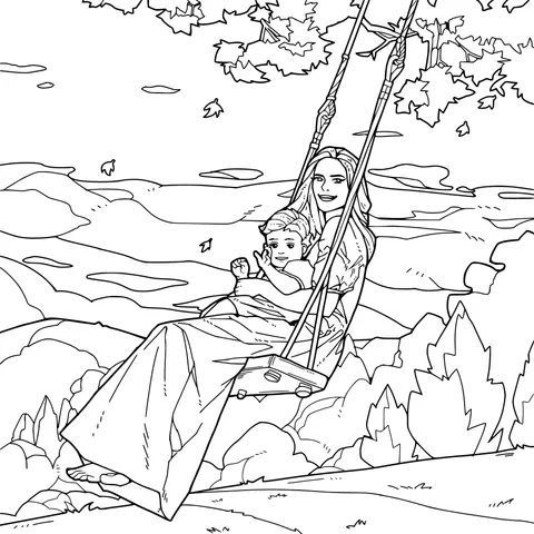 Mother and child on a swing