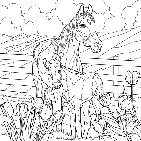 Mother Horse and Foal