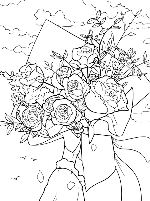 Holding a Colorful Bouquet
