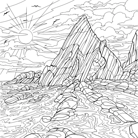 Rocks by the Sea and Sunrise