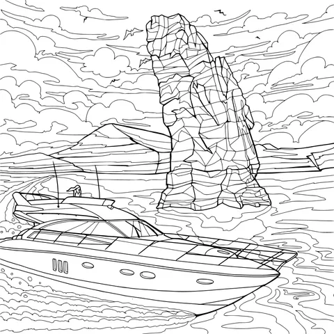 Yacht and Rock in the Sea