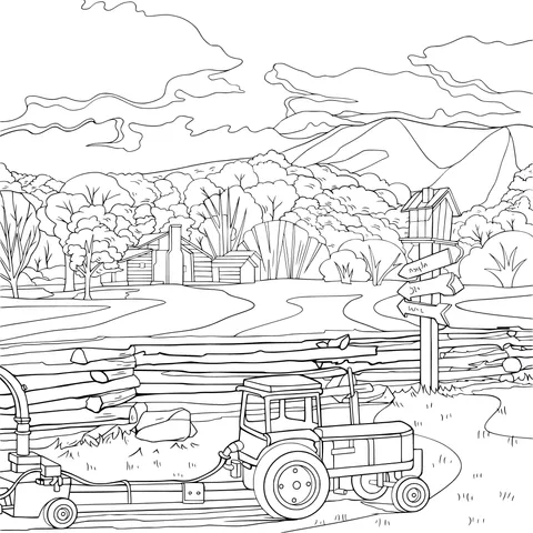 Tractor in the Rural Field