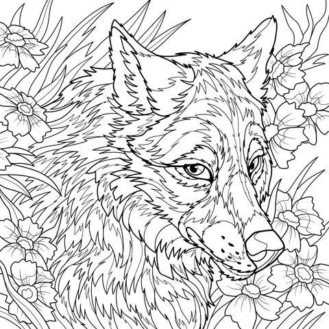 Wolf in the Flower Bed