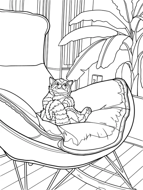 A ginger cat lying comfortably on a rocking - chair