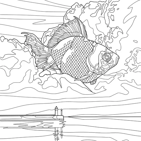 Goldfish Leaping out of the Sea