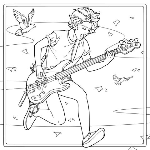 Dynamic Teen Playing a Pink Bass