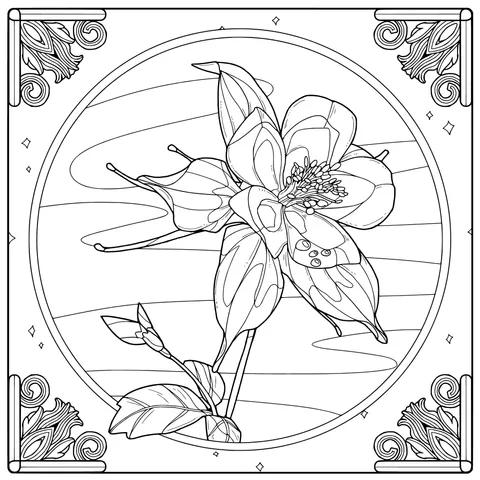 Decorative Aquilegia Illustration