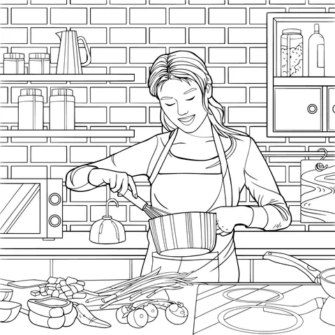 Woman cooking in the kitchen
