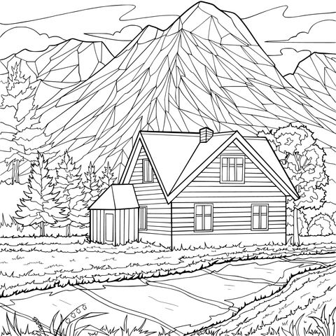 Beautiful Scenery of a Mountain Cabin