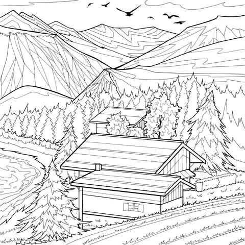 Scenery of Mountain Cabins