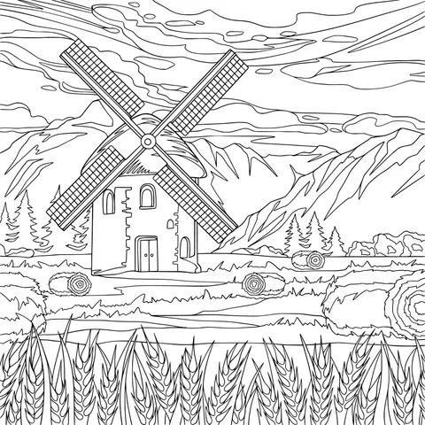 Rural Windmill Landscape
