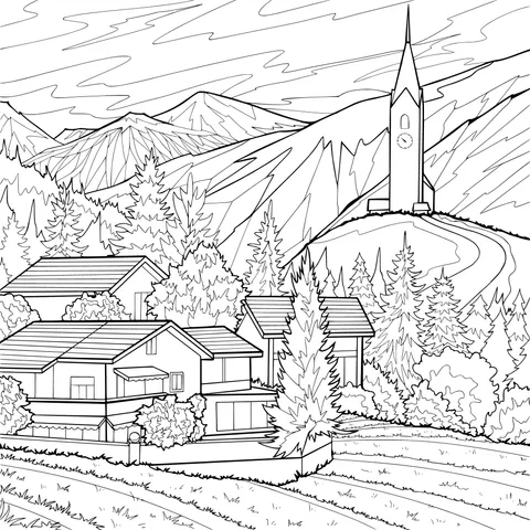 Scenery of a Mountain Town