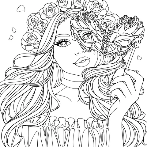 Rose - haired Maiden Holding a Mask