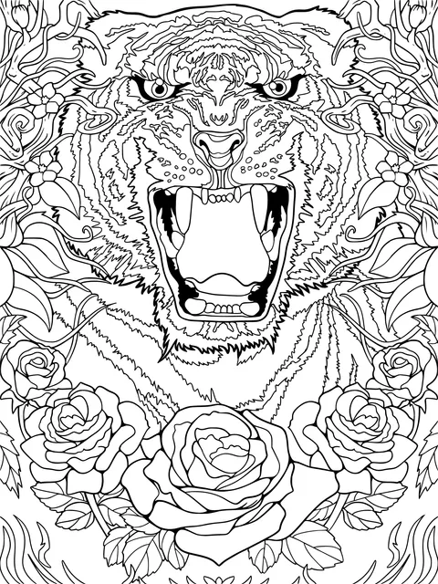 Roaring Tiger and Roses