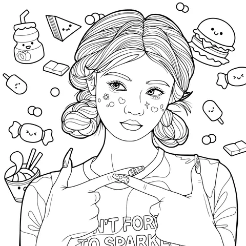 Cute Girl and Colorful Delicacies