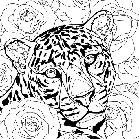 Leopard in the Rose Bush