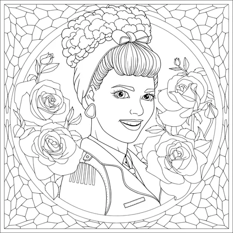 Vintage - style portrait of a lady with roses