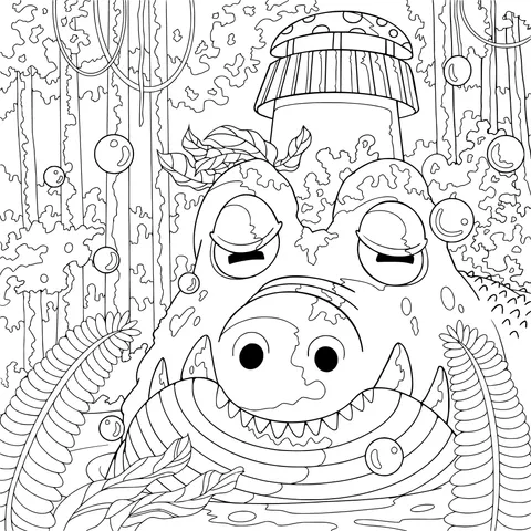 Crocodile in the Forest Pond
