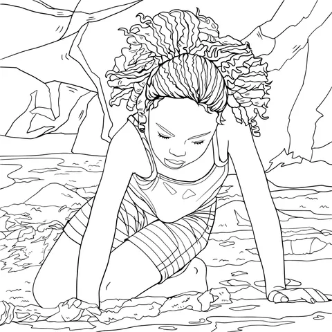 Girl playing in the sand
