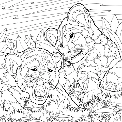 Playing Lion Cubs