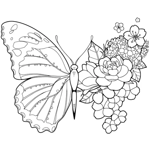 Dreamy Butterfly and Flowers