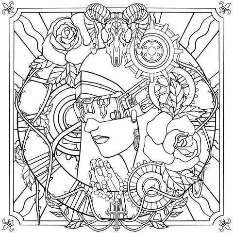 Steampunk - styled Mysterious Female Illustration