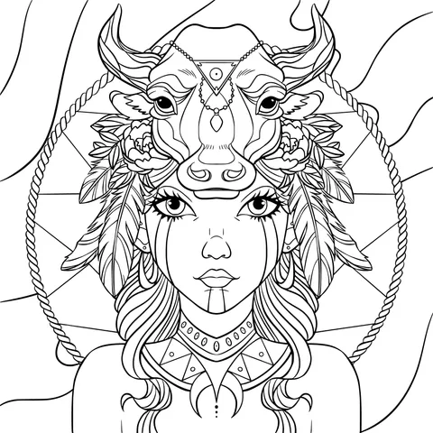 Woman with Ox - head Adornment