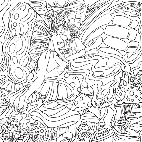 Fairies Embracing in a Fantasy World