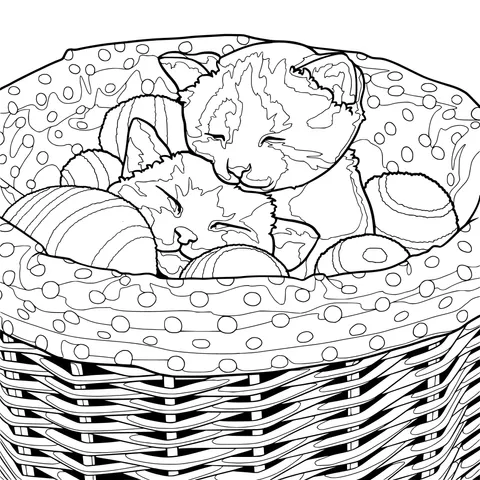 Gatitos acurrucados en una canasta