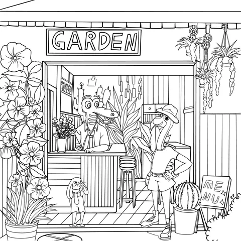 Animal customers in the garden store