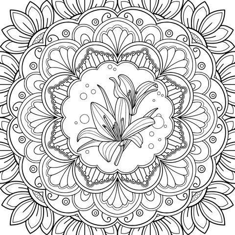 Colorful Lily Mandala Pattern
