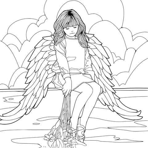 Winged Girl with Flowers