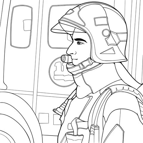 Firefighter and Fire Truck