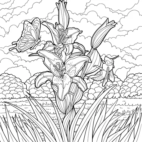 Lilies, Butterflies and Bees