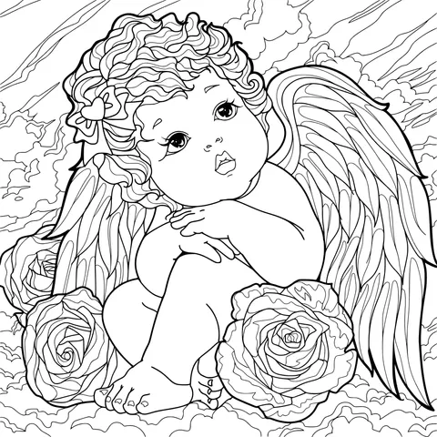 Little angel with blue wings