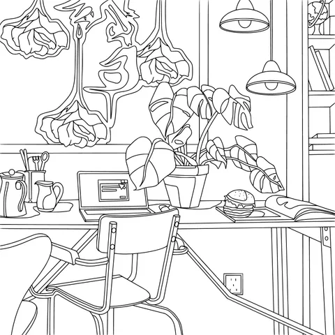 Cozy indoor work corner