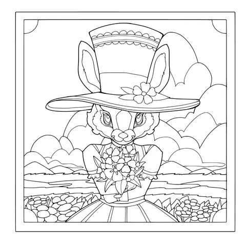 Rabbit Holding a Bouquet
